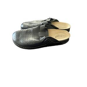 Dr. Feet Womens Black Slip On Round Toe Anatomic Zone 3 Flat Clog Size 44